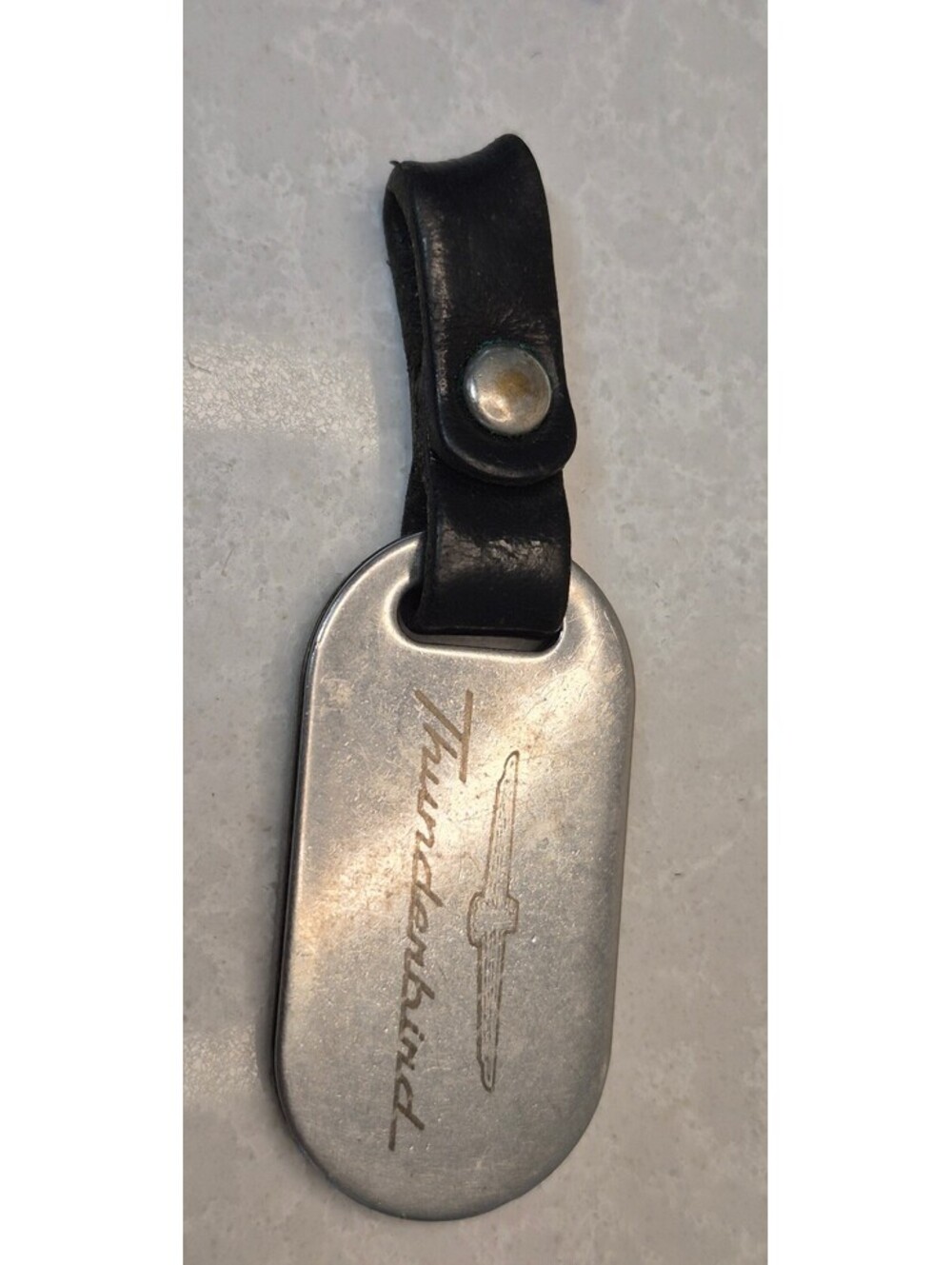 Vintage Ford Thunderbird Leather Keychain Emblem Logo Script 1970s 80s